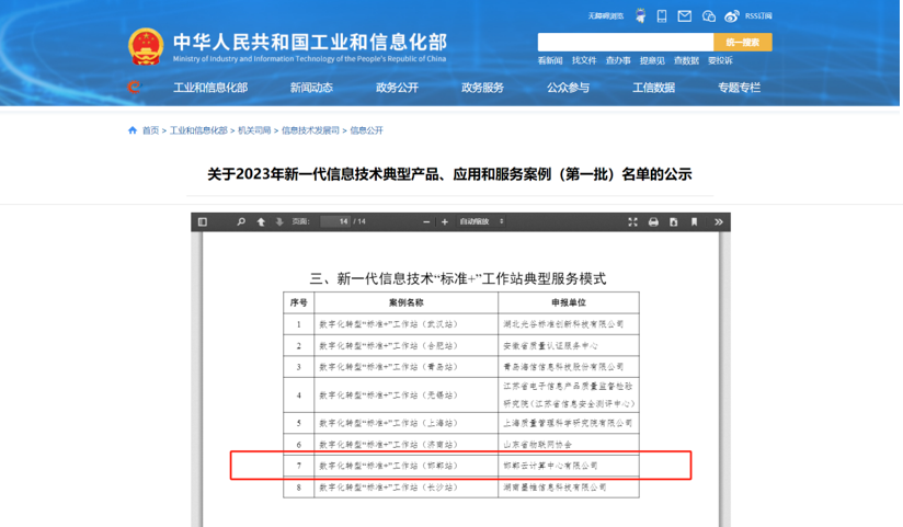 喜报！邯郸云计算中心入围首批工信部-数字化转型“标准+”工作站典型服务模式名单