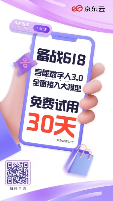 刘强东数字人分身同款 京东云言犀数字人618免费用